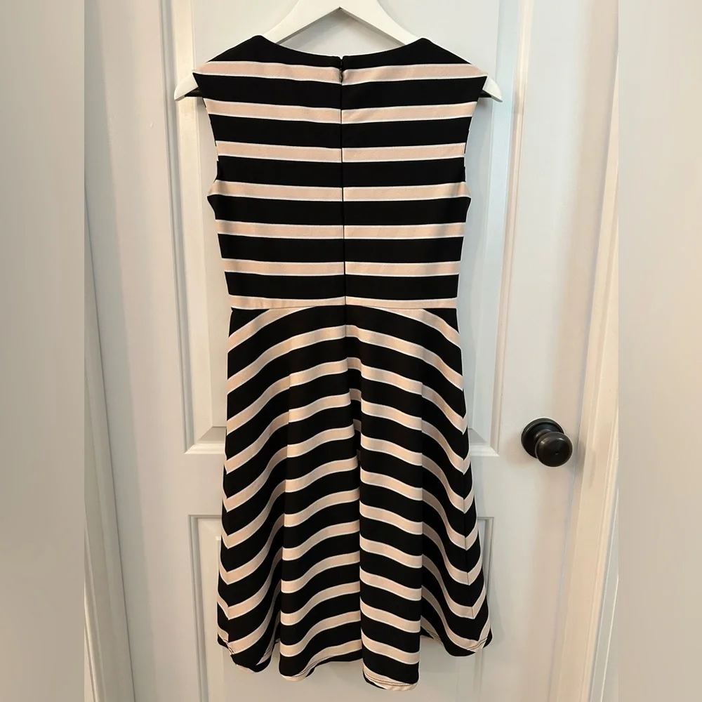 Roz & Ali Pink and Black Striped Dress Size 6P - Picture 4 of 8